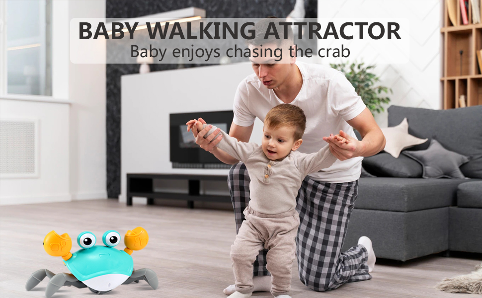 green crawling crab baby toy