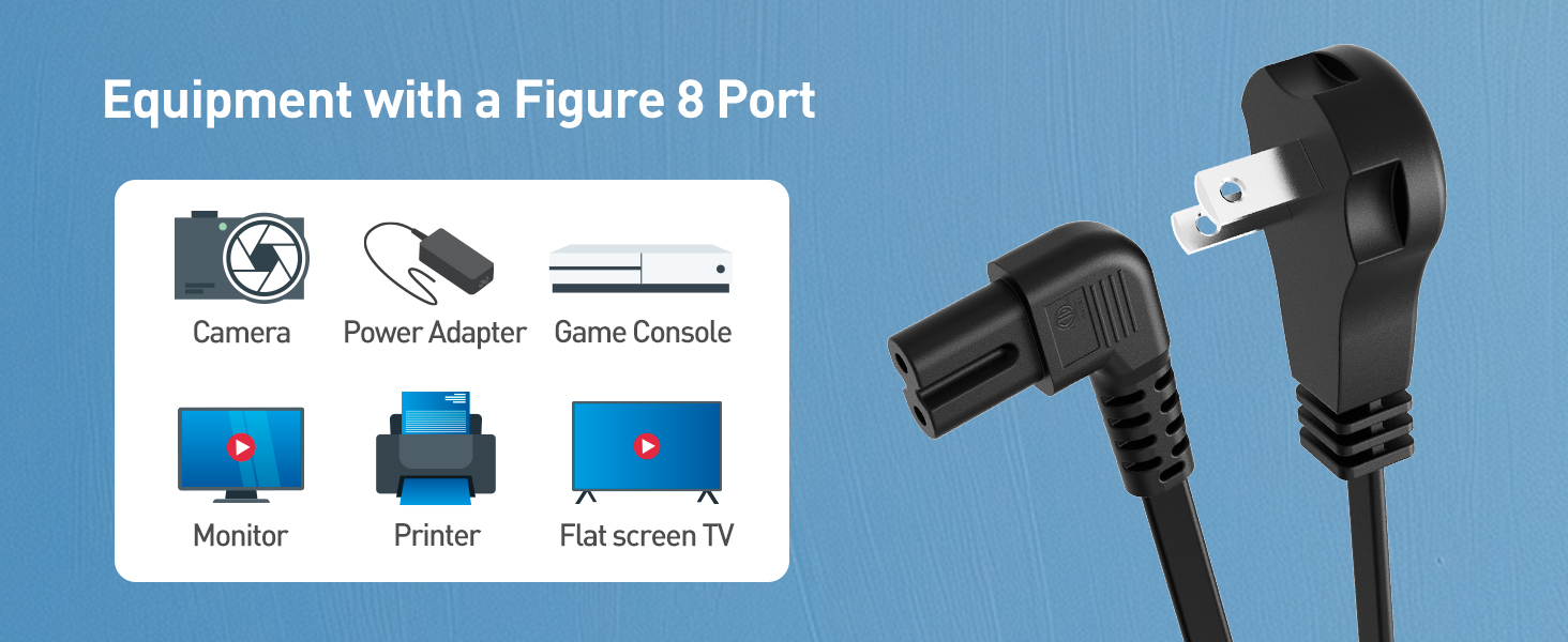 2 Prong Right Angle TV Power Cord 