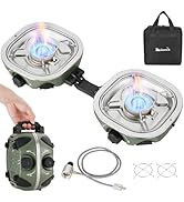 Gonex AeroFlame Dual Burner 20,000 BTUs Propane Camping Stove with Precision Flame Control &amp; Remo...