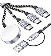 4 in 2 Charging Cable for Apple iWatch Charger with 3 Type-C Ports, Travel Essentials USB C Split...