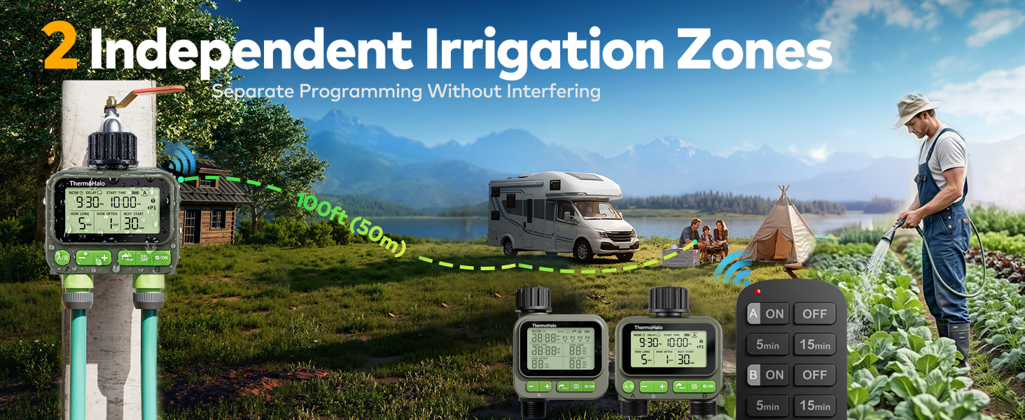 Sprinkler Timer with 8 Individual Programs, Brass Inlet Water Timer for Garden Hose