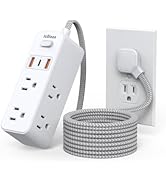 Power Strip Surge Protector, 5Ft Flat Plug Extension Cord with Multiple Outlets, 6 Outlets with 3...