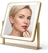 orelease Vanity Mirror with Lights, 14"×12" Makeup Mirror with Lights, LED Makeup Mirror, Brightn...