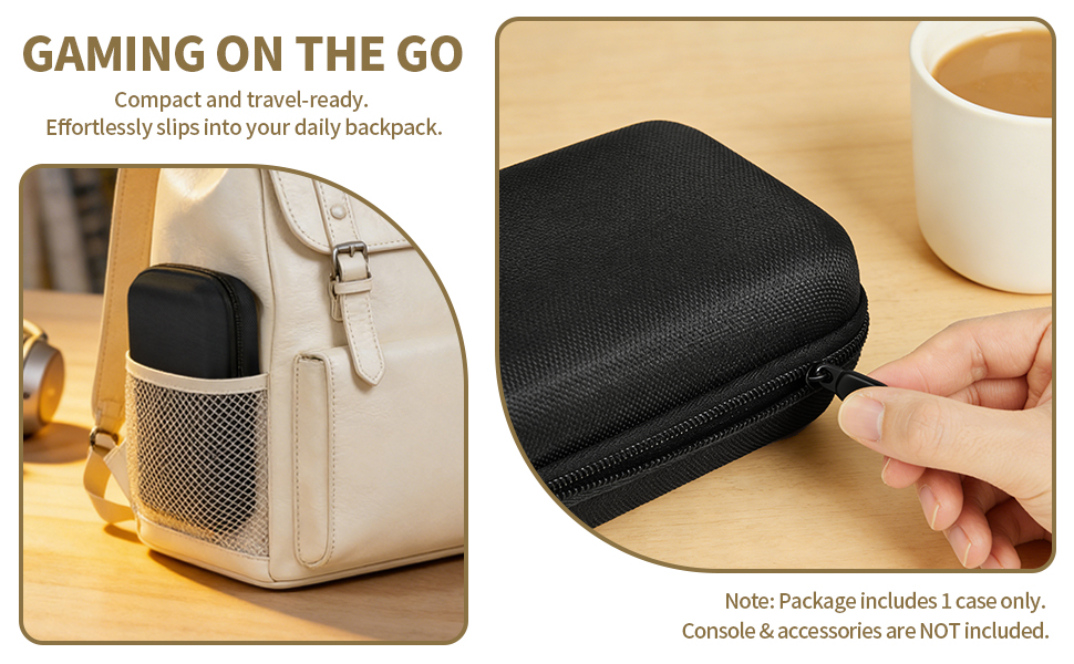 Compact storage case for gameboy sp easily sliding into a daily travel backpack.