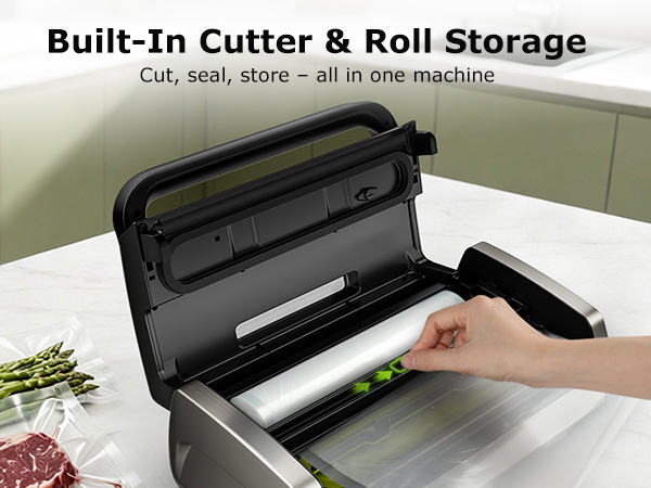 Built-In Cutter &amp; Roll Storage