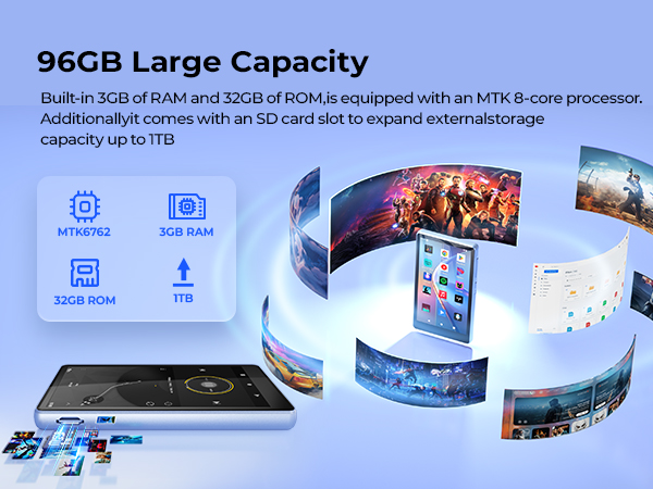 MP3 Player with Bluetooth and WiFi, Android MP3 Player with Spotify, MP4 Player with 4.5-inch HD
