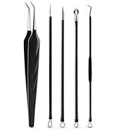 FVION Blackhead and Acne Extractor Kit, Professional Pimple Popper Tool Kit, Acne Tweezers and Bl...