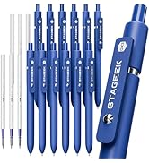 STAGEEK Blue Gel Pens GX3, 12Pcs Quick Dry Blue Ink Pens with 3 Extra Refills, Fine Point Retract...