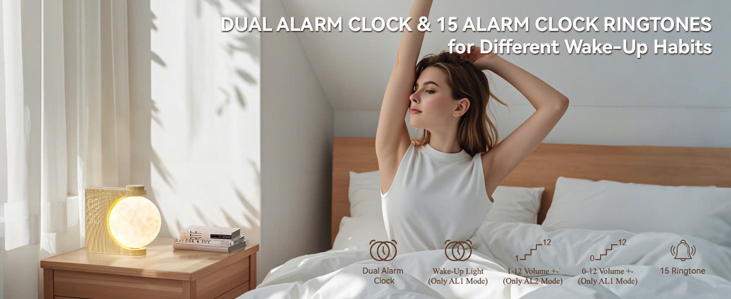 dual alarm clock for heavy sleepy