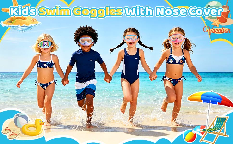 Maoopeen Kids Swim Goggles with Nose Cover