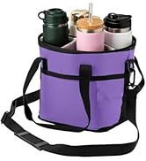 Insulated Drink Carrier Bag, 4 Compartment Leakproof Drink Tote with Divider, Reusable Beverage C...