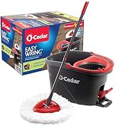 O-Cedar EasyWring Microfiber Spin Mop, Bucket Floor Cleaning System, Red, Gray, Standard