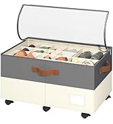 Foyego Shoe Organizer for Closet, Shoe Storage Organizer with Wheels and Adjustable Dividers, Sta...