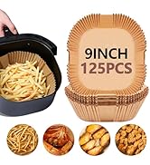 UBeesize 9-Inch Air Fryer Parchment Liners - 125 Pack, Square Non-Stick Disposable Paper Sheets f...