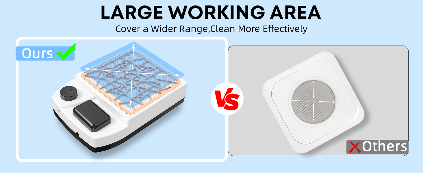 rechargeable nail dust collector with large working area