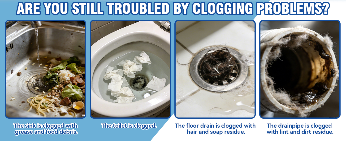 Wide Application - The drain cleaner is safe for PVC, metal, plastic pipes, and old pipes