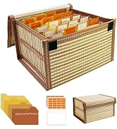 Daily Treasures 31x20x16cm Bamboo Weaving Greeting Card Organizer Storage Box with Lid&amp;Handles,Fo...