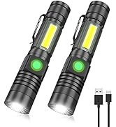 Rechargeable Tactical Flashlight, USB Magnetic Flashlights with COB Flash Light - 4 Models, Zooma...