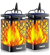 TomCare Solar Lanterns Outdoor Upgraded Flickering Flame Waterproof Hanging Lanterns Decorative S...