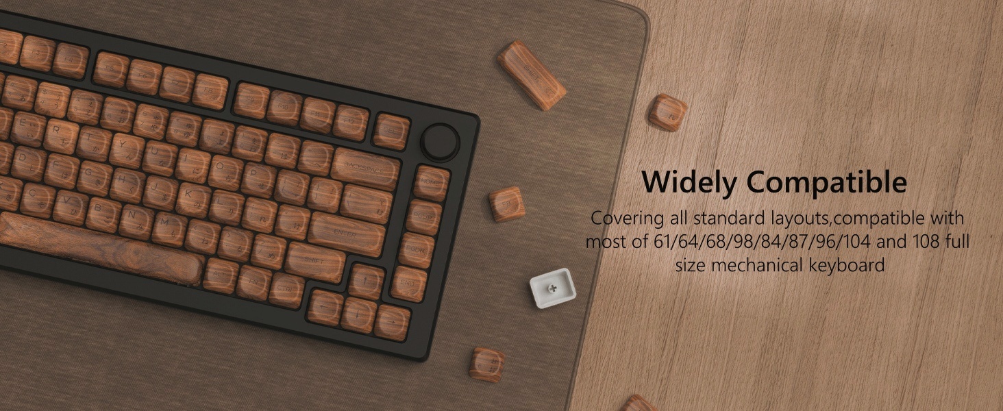 Womier PBT Keycaps - MOA Keycaps 75 Percent, Wood Dye-Sublimation Custom Keyboard Key Cap