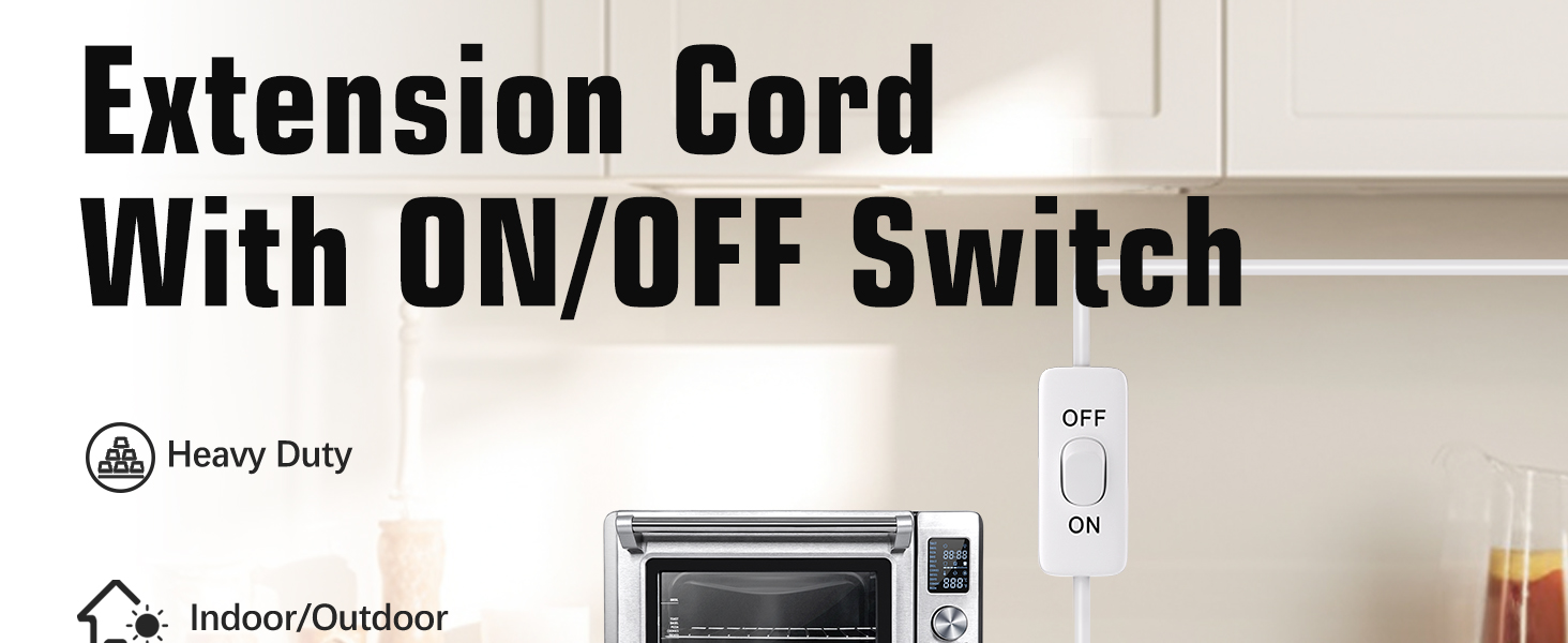 Extension Cord with Switch 3-Prong Indoor Black 
