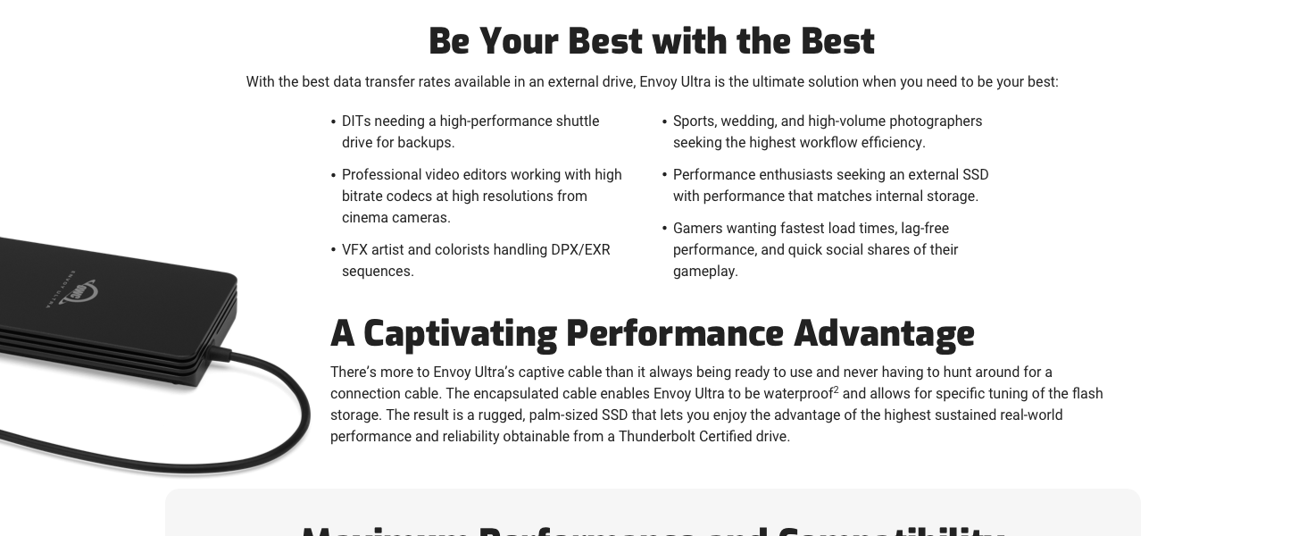 THNDERBOLT 5 4 3 TB5 USB-C EXTERNAL PORTABLE STORAGE ENCLOSURE SSD DRIVE BUILT IN CABLE USB4