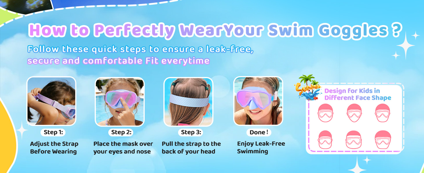 Kids Swim Goggles with Nose Cover