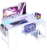 DUMOS Gaming Desk, Computer Desk with USB Charging Ports, Power Outlets, Type-C and LED Lights, R...