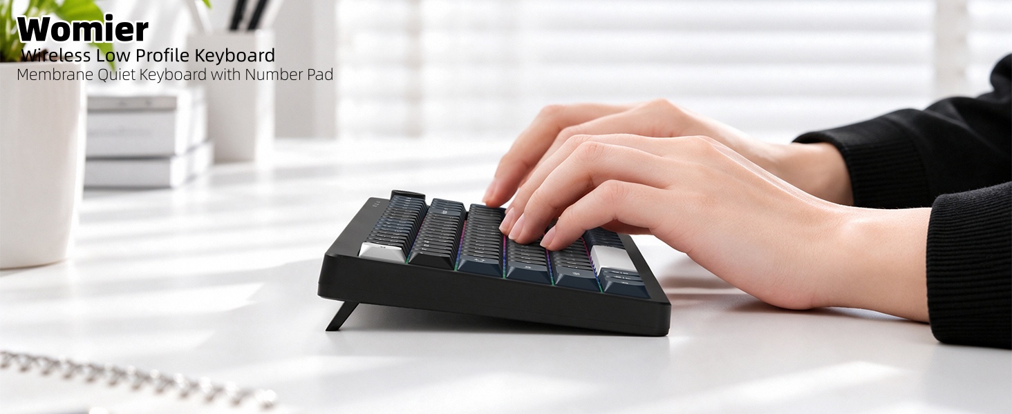 Wireless Keyboard Computer, LED Low Profile Creamy Keyboard
