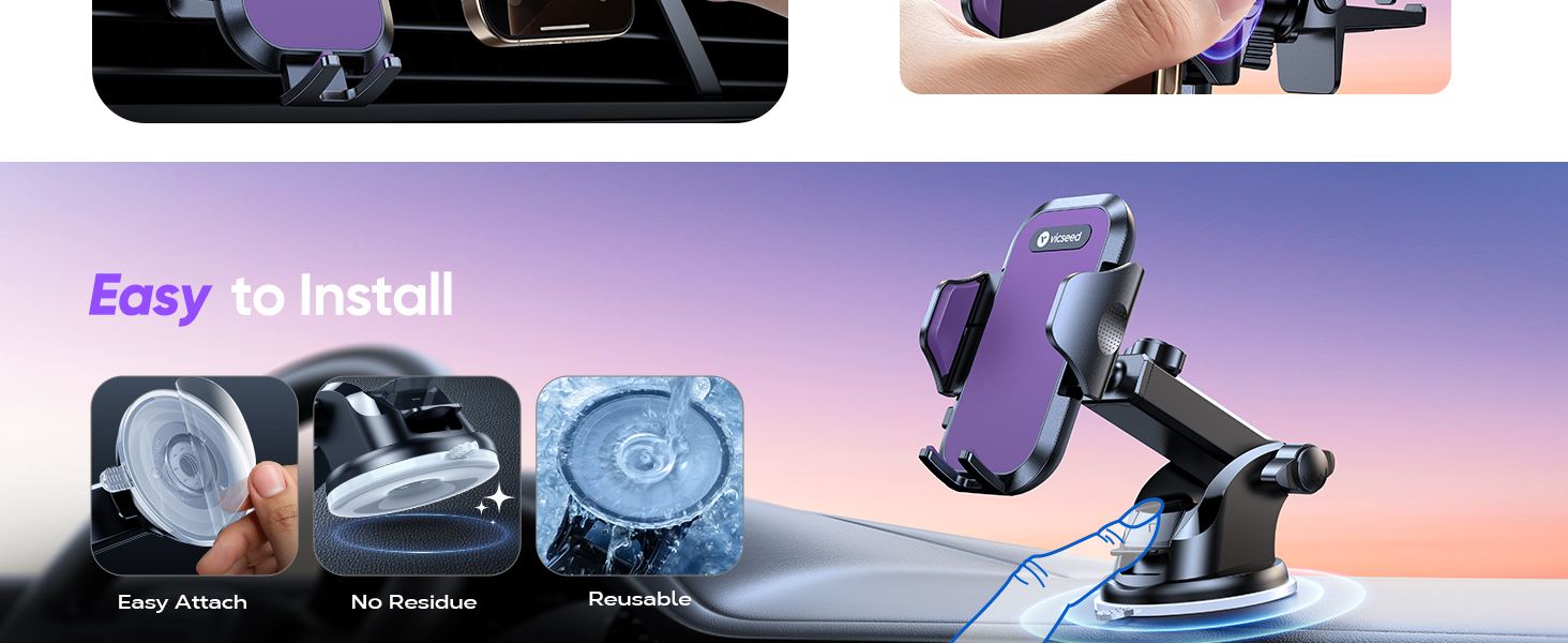 Easy to install suction cup cell Phone car Holder