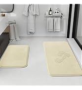 HUXMEYSON Bathroom Rugs Sets 2 Piece, Non-Slip &amp; Quick Dry Bath Mat Set, Ultra Soft Velvet Bath R...