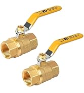 2 Pack Brass 3/4" Full Port Ball Valve with Yellow Vinyl Handle, NPT Female x Female Thread, 150 ...