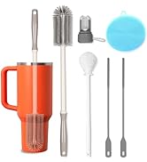 15.7" Silicone Bottle Brush Set - 6 Pack Water Bottle and Straw Cleaner Brush Long Handle for Hyd...