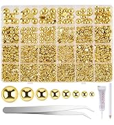 NACHLYNN 12000 Pcs Half Pearl Bead 8 Sizes Gold Flatback Pearl Beads Flat Back Pearl Half Round P...