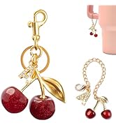 2PC Cherry Keychain Bag Purse Handbag Charms Initial Letter Keychain for Women Girl Cute Key Chai...