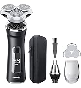 Electric Razor for Men with Travel Case, SweetLF 100% Waterproof Electric Shaver,Wet Dry Shaving/...