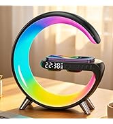 Smart LED Table Lamp with Wireless Charger, RGB Night Light, Bluetooth Speaker, Sunrise Alarm Clo...