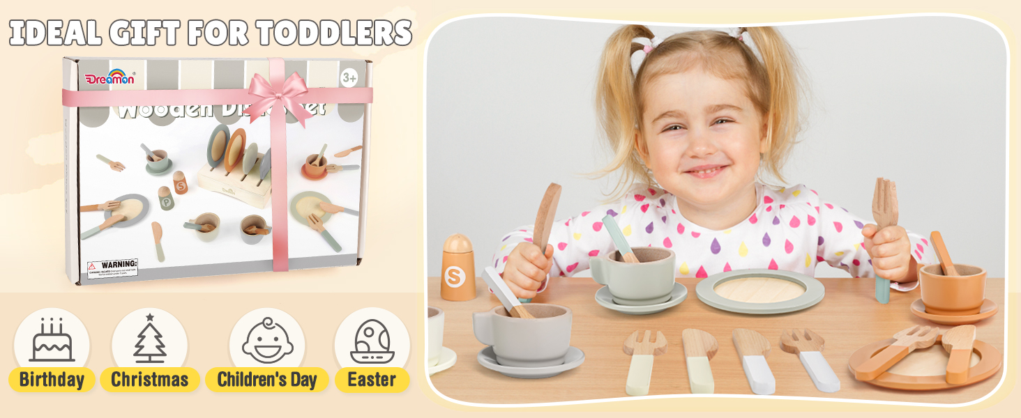 Wooden Play Dishes and Plates