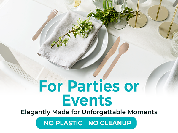 Plastic Silverware Disposable Wooden Cutlery Set forks and spoons disposable Bamboo Utensil