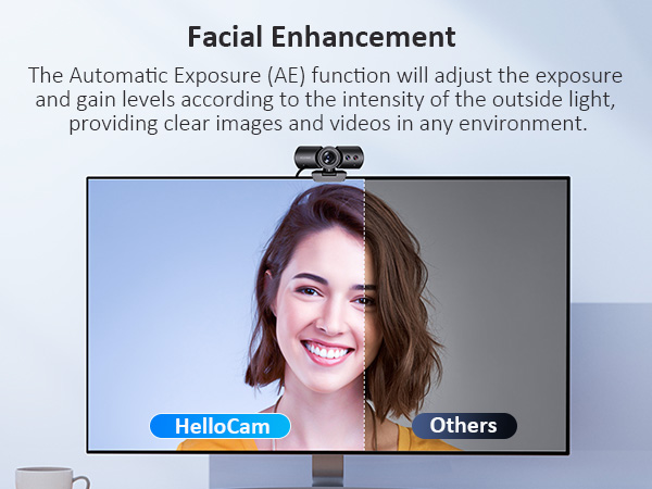 HelloCam Facial Enhancement feature enabled to adjust ambient light.