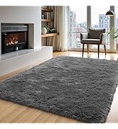 Zentavio Area Rugs for Living Room Grey Rugs for Bedroom 4x6 Carpet Fluffy Furry Soft Shag Aesthe...