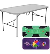 FROASISPRO Multi-Fold 6FT 8 Player Poker Table Foldable, Portable Heavy-Duty Indoor Outdoor Foldi...