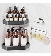 Veken Stainless Corner Shower Caddy - 4 Pack, Aluminum Rustproof &amp; Waterproof Shower Shelve, Adhe...
