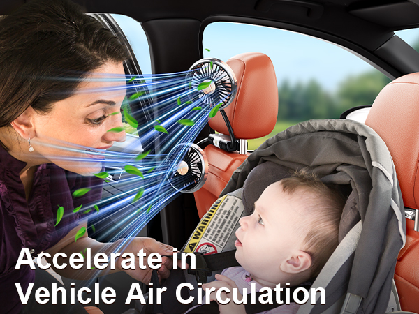 DICMKY Dual Head Gooseneck Car Cooling Fans for Back Seat for Kids