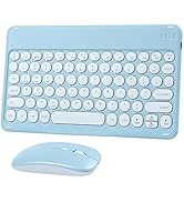 Bluetooth Wireless Keyboard and Mouse Combo-Rechargeable Mini Cute Typewriter Wireless Mouse and ...