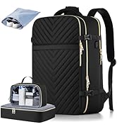 MOMUVO Carry On Backpack for Women, Flight Approved Large Travel Laptop Backpack with 3 Packing C...