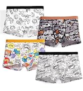 GRPSKCOS Boys Underwear, 4 Pack Kids Boxer Shorts Boys Youth Soft Cooling Boxers 8-14 Years