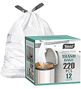 1.2 Gallon 220pcs Strong Drawstring Trash Bags Garbage Bags by Teivio, Bathroom Trash Can Bin Lin...