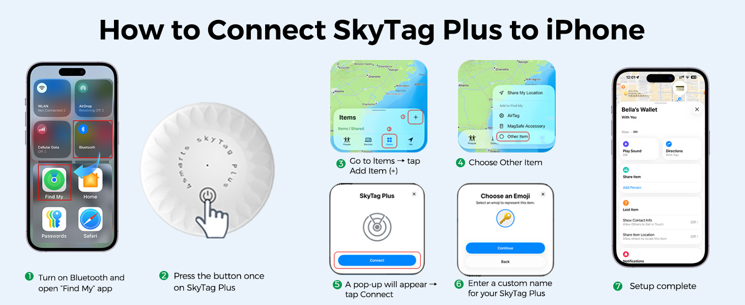 4smarts SkyTag Plus Apple Find My Tracker Bluetooth Locator Wallet/Key/Luggage Finder