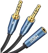 MillSO Headset Splitter, CTIA 3.5mm 2 Male to 1 Female Headphone Adapter with Separate Microphone...